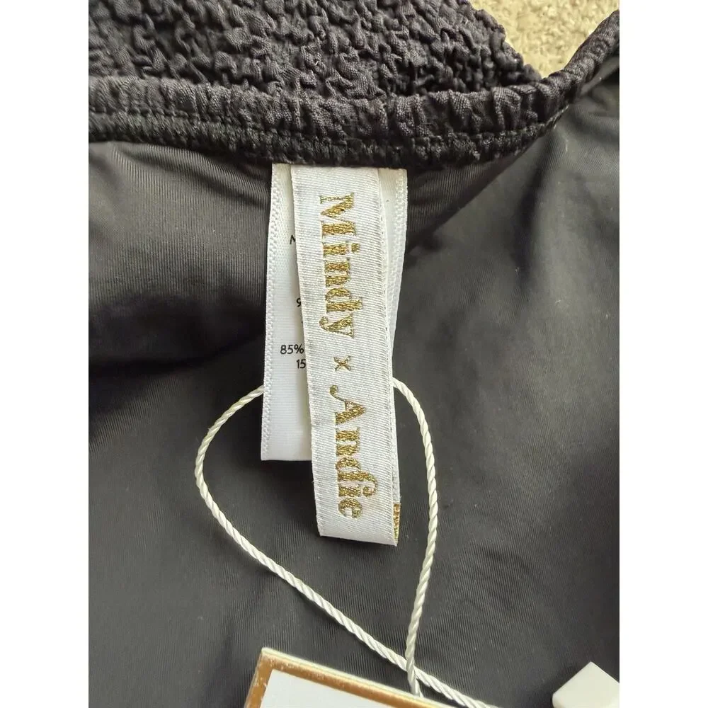Andie x Mindy The Bikini Bottom NWT size XL in Black Textured Swimsuit